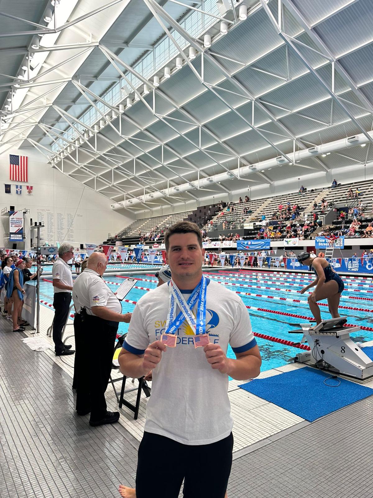 Competitive swimmer at a championship pool